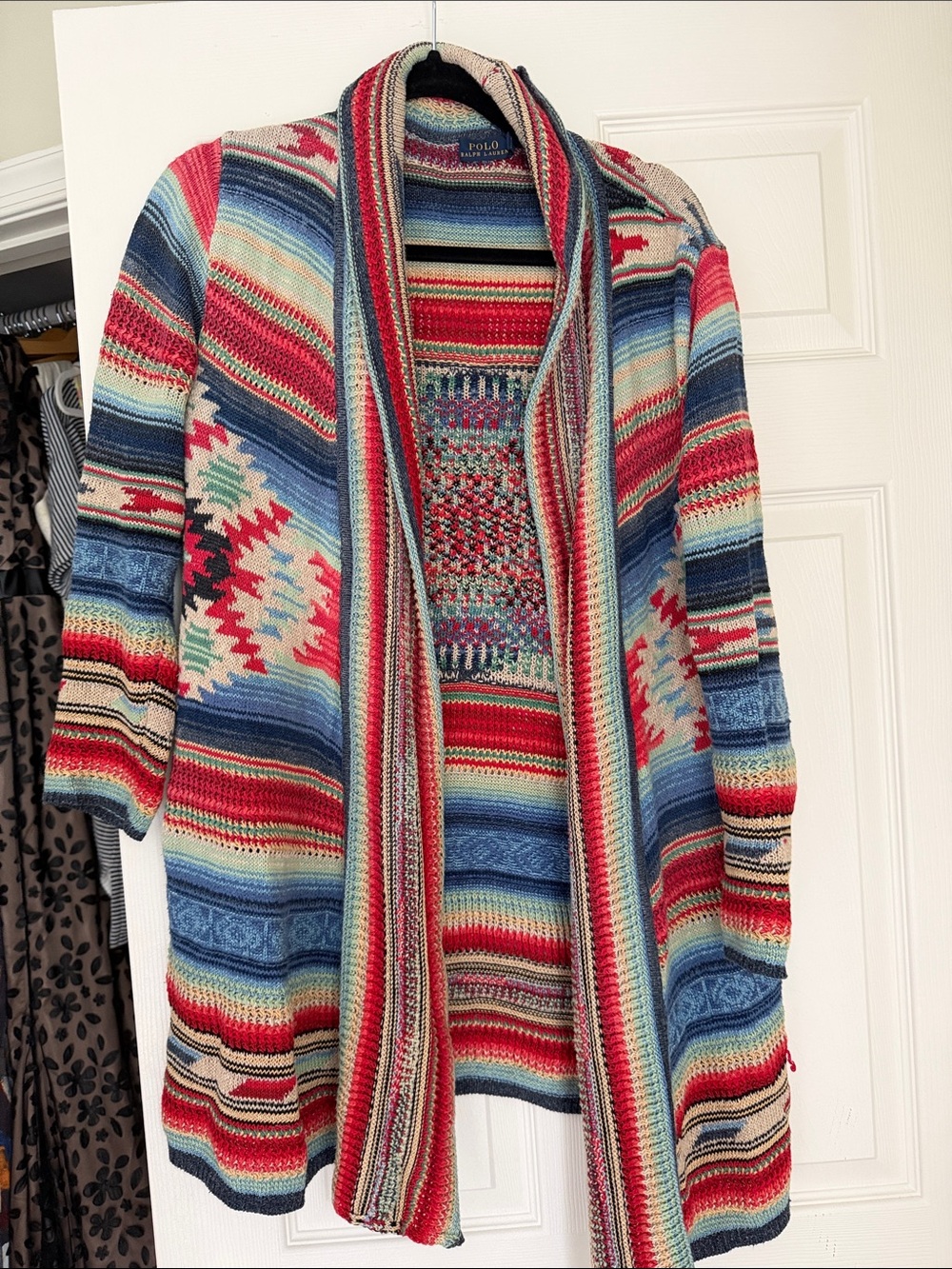 Polo by Ralph Lauren Red, Blue, Cream Southwestern Open Cardigan